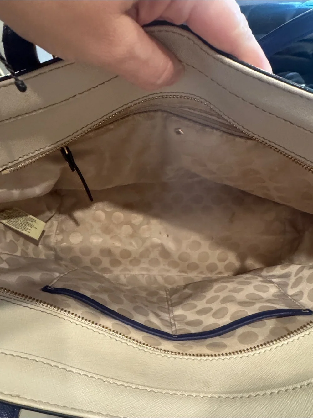 kate spade Cream and Blue Colorblock Leather Tote
